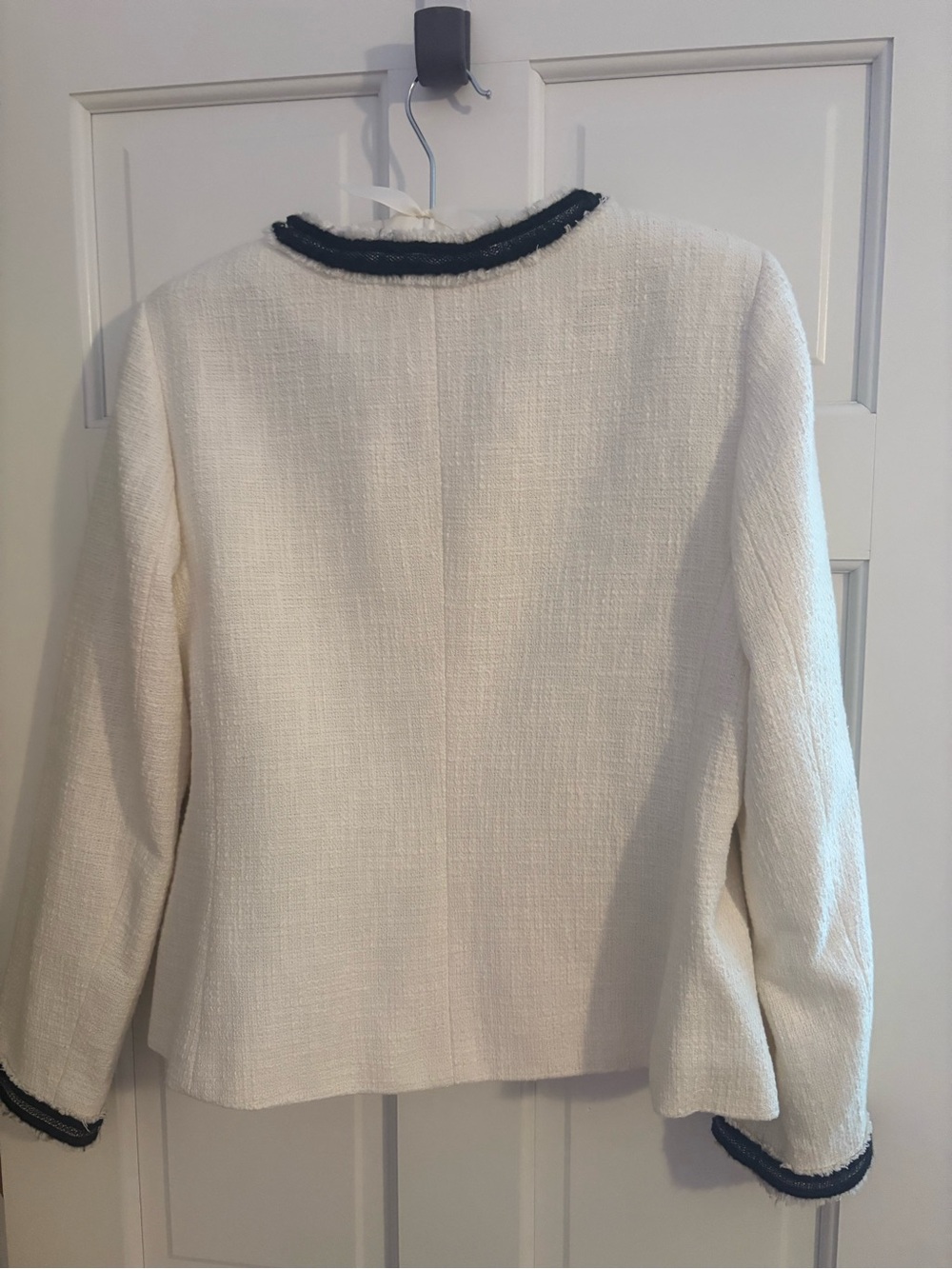 Talbots Cream Tweed Jacket with Black Trim Accents - Picture 2 of 4